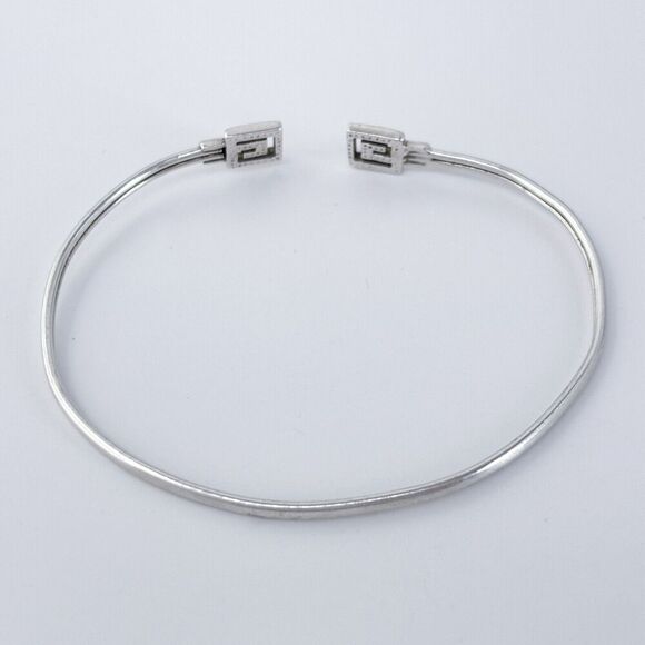 Elegant Sterling Silver Greek Key Bangle Bracelet (Unisex) - Picture 4 of 8